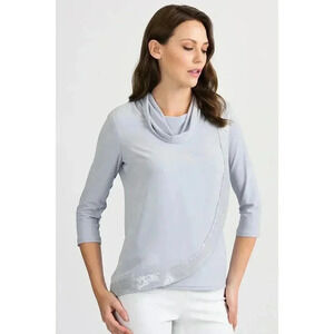 Joseph Ribkoff Gray Blouse with Silver Detail
